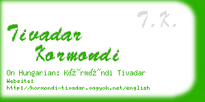 tivadar kormondi business card